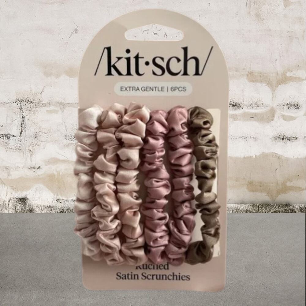 Kitsch Ultra Petite Satin Scrunchies - 6pk - Terracotta NEW